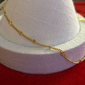 Gold Women's sunburst‎ curb anklet or bracelet 9 inch